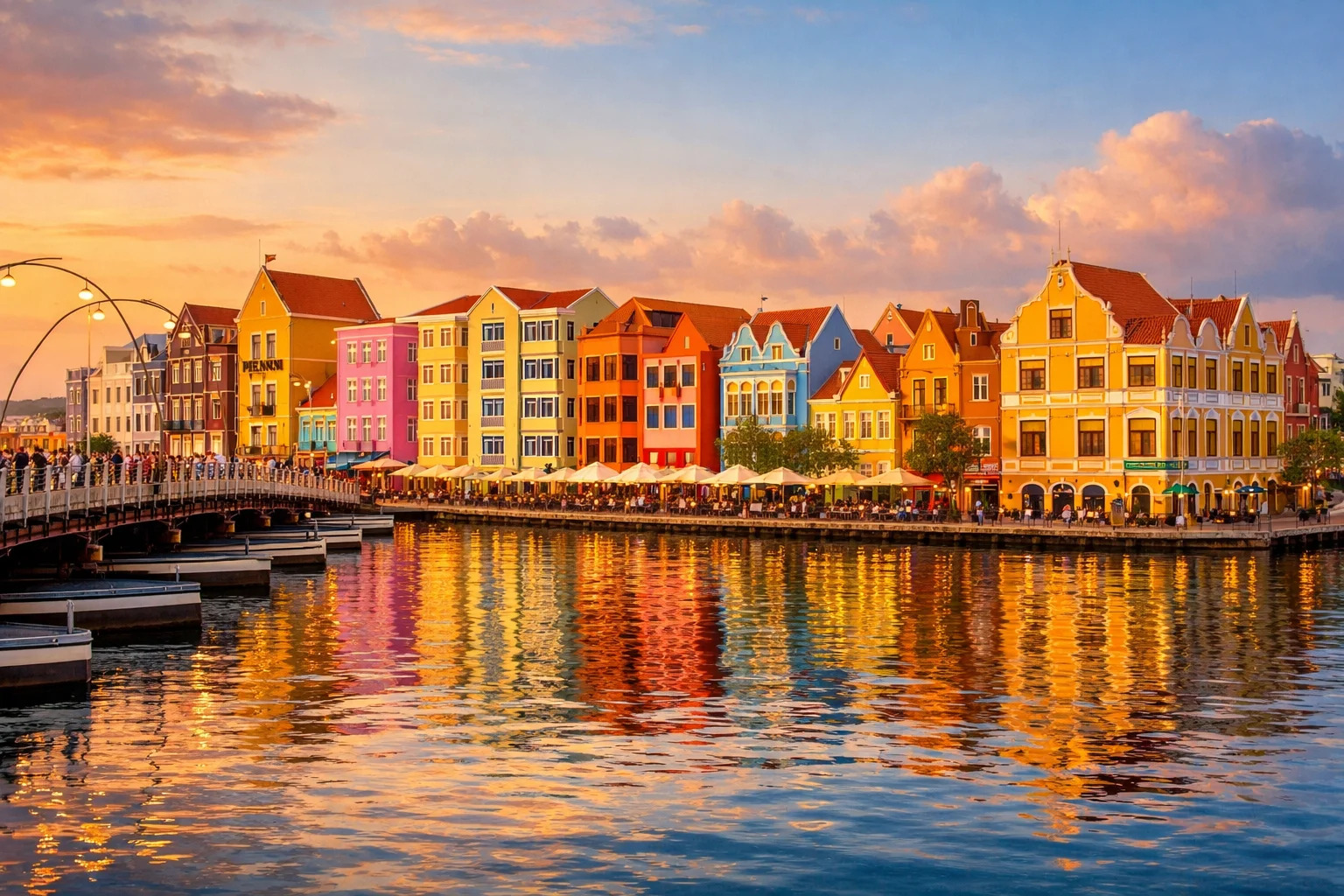 Willemstad Handelskade at Sunset