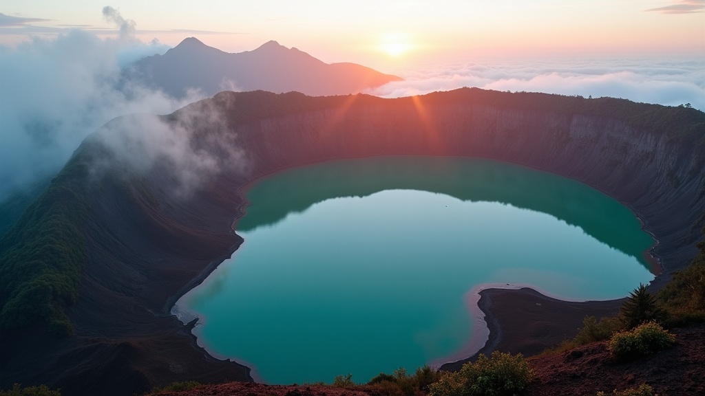 Kelimutu tri-coloured crater lakes, Flores