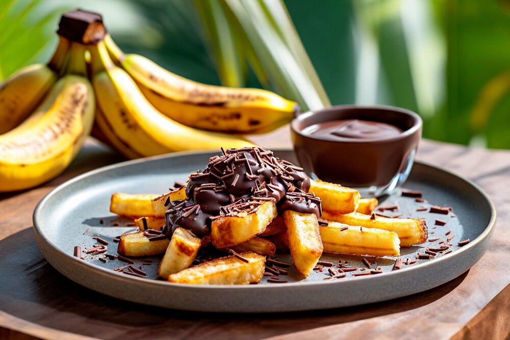 Plátanos Fritos con Chocolate