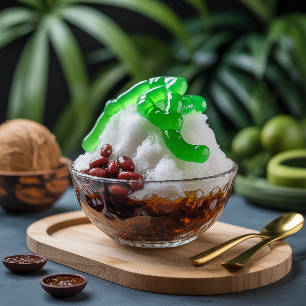 Chendol shaved ice dessert