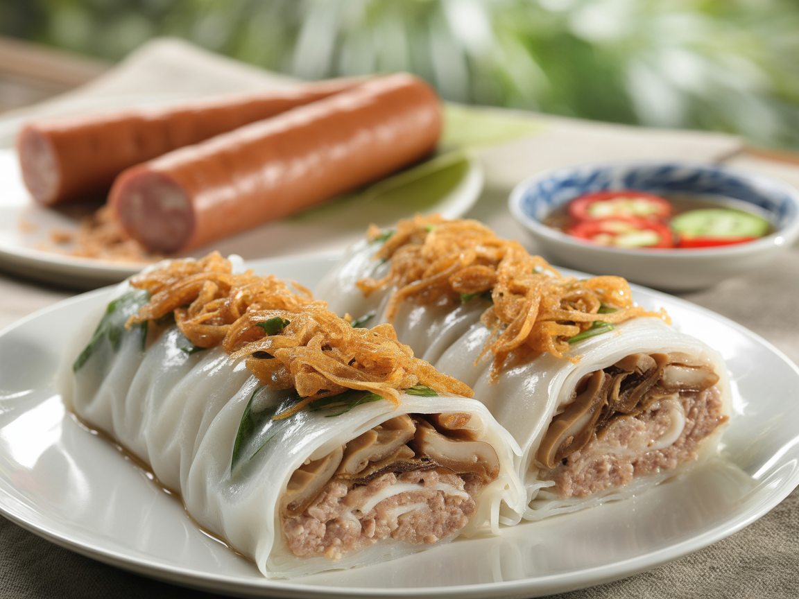 Bánh cuốn steamed rice rolls