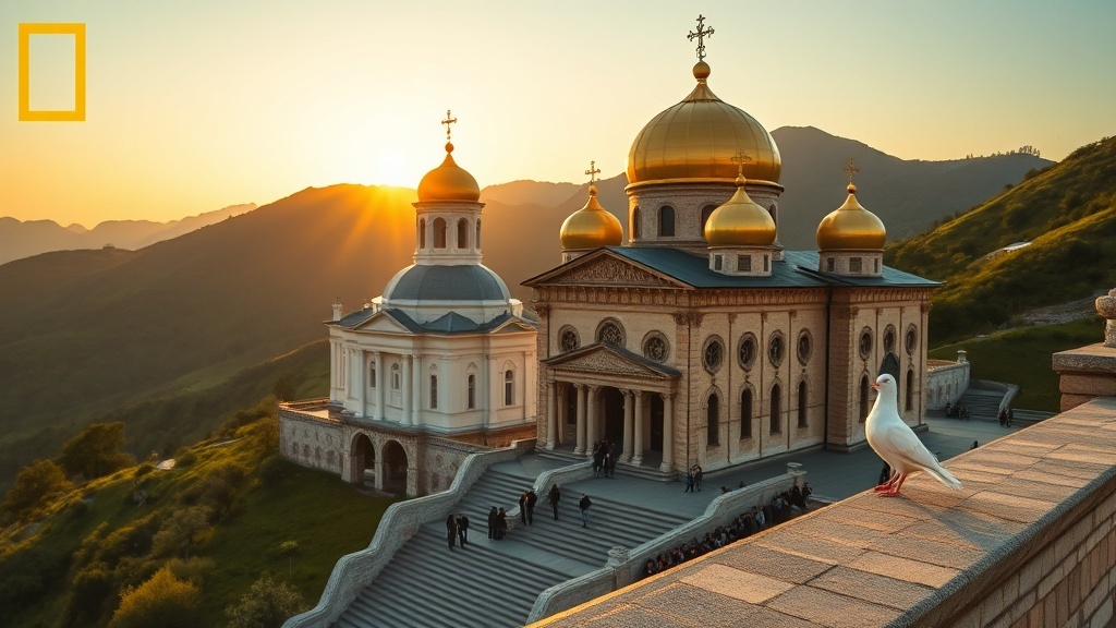 New Athos Monastery at sunset