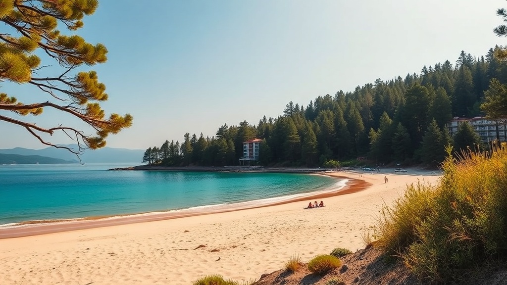 Pitsunda beach with prehistoric pine forest