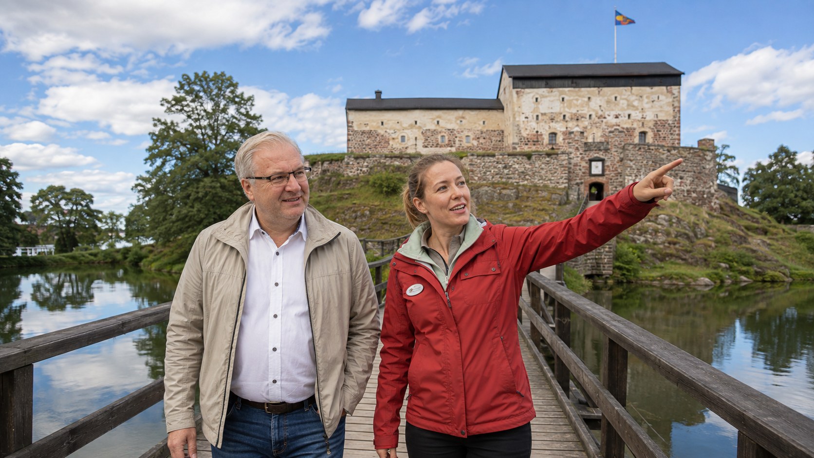 Radim Kaufmann with local guide at Kastelholm Castle