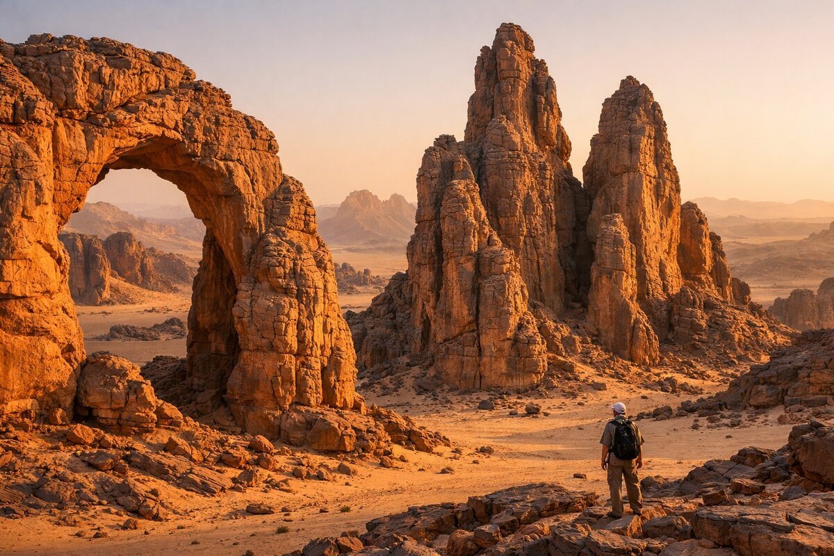 Tassili n'Ajjer sandstone landscape near Djanet, Algeria