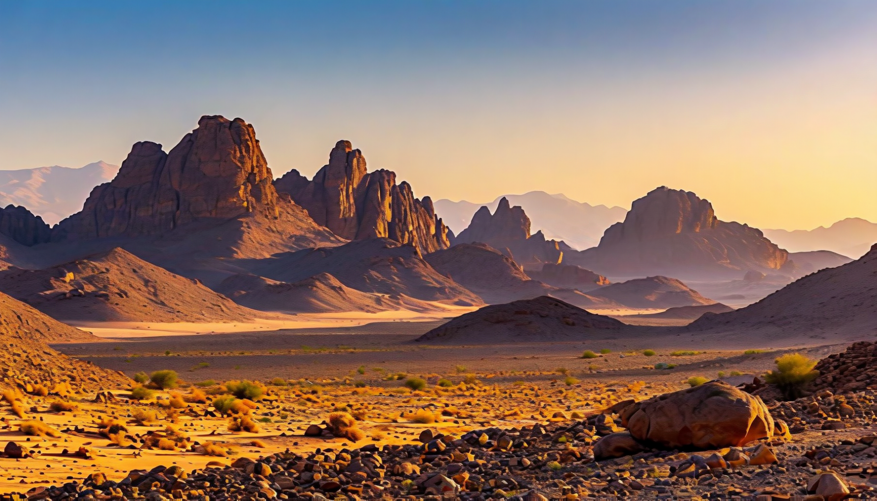 Hoggar Mountains at golden hour