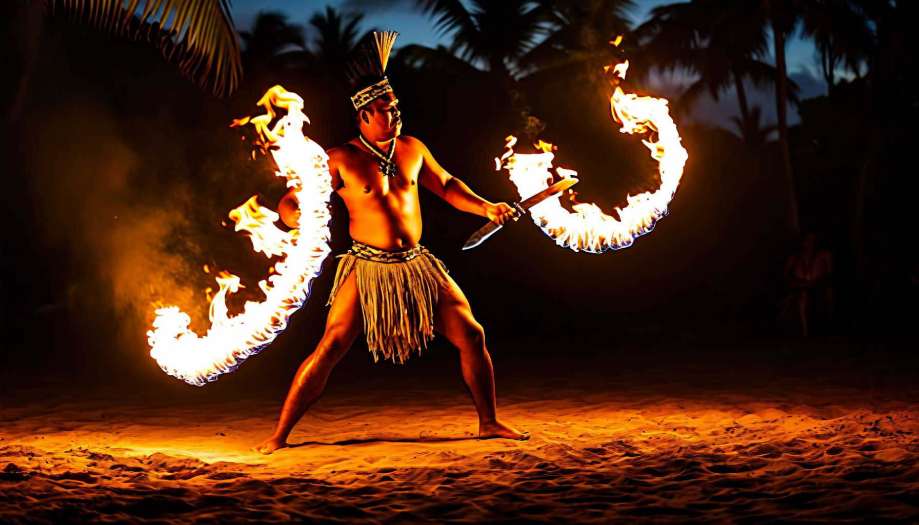Samoan fire knife dancer