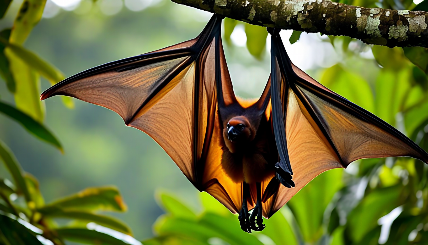 Flying fox fruit bat at dusk