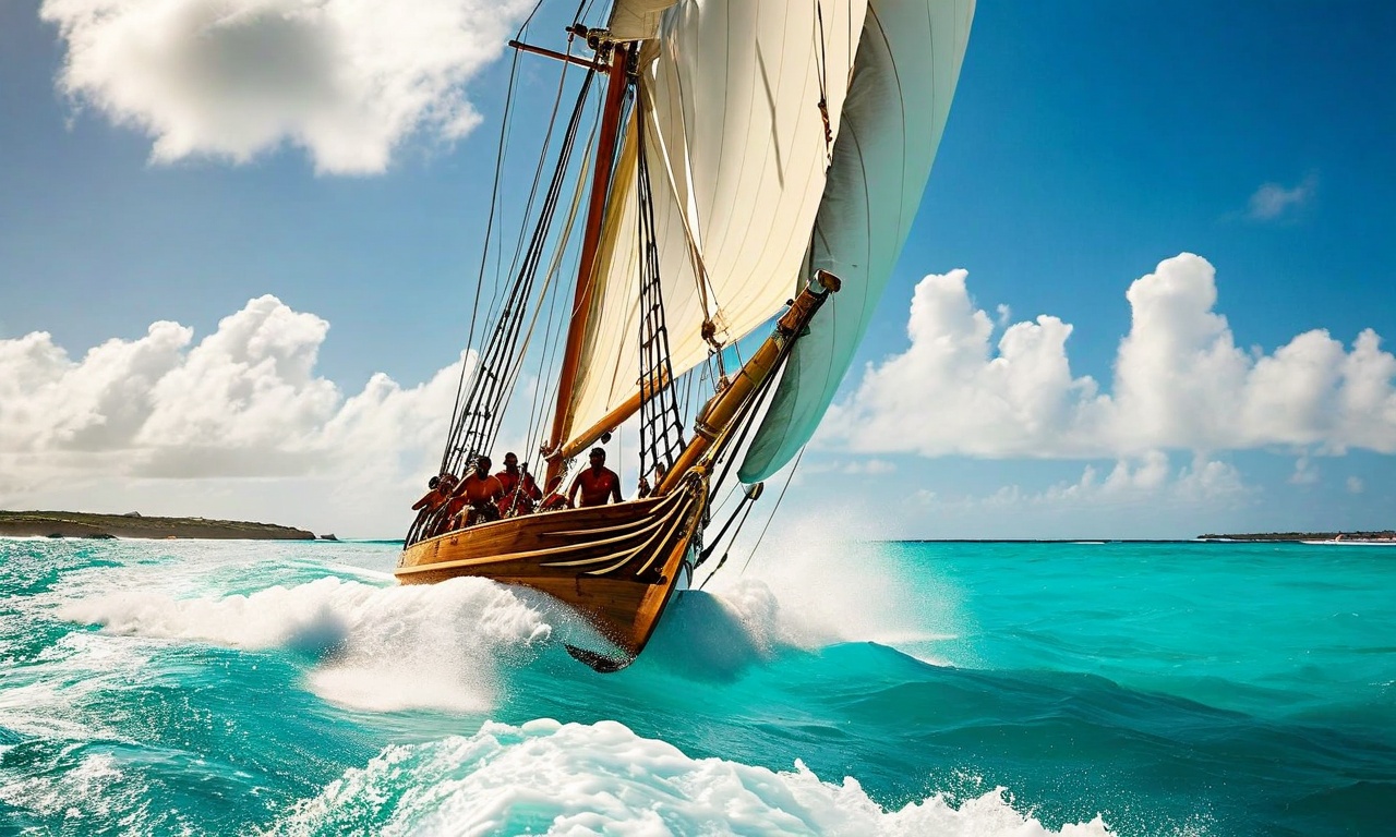 Traditional Anguilla boat racing with colorful sails
