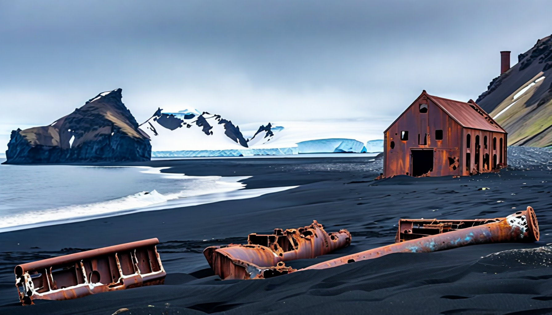 Massive Antarctic glacier calving into the sea