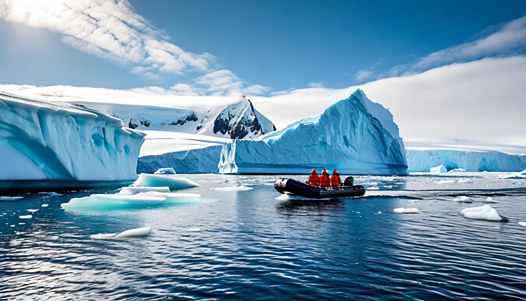 Zodiac Expedition Among Icebergs