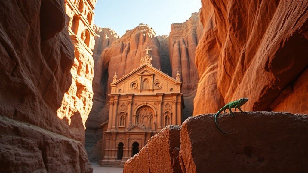 Noravank Monastery against the red cliffs of the Amaghu canyon