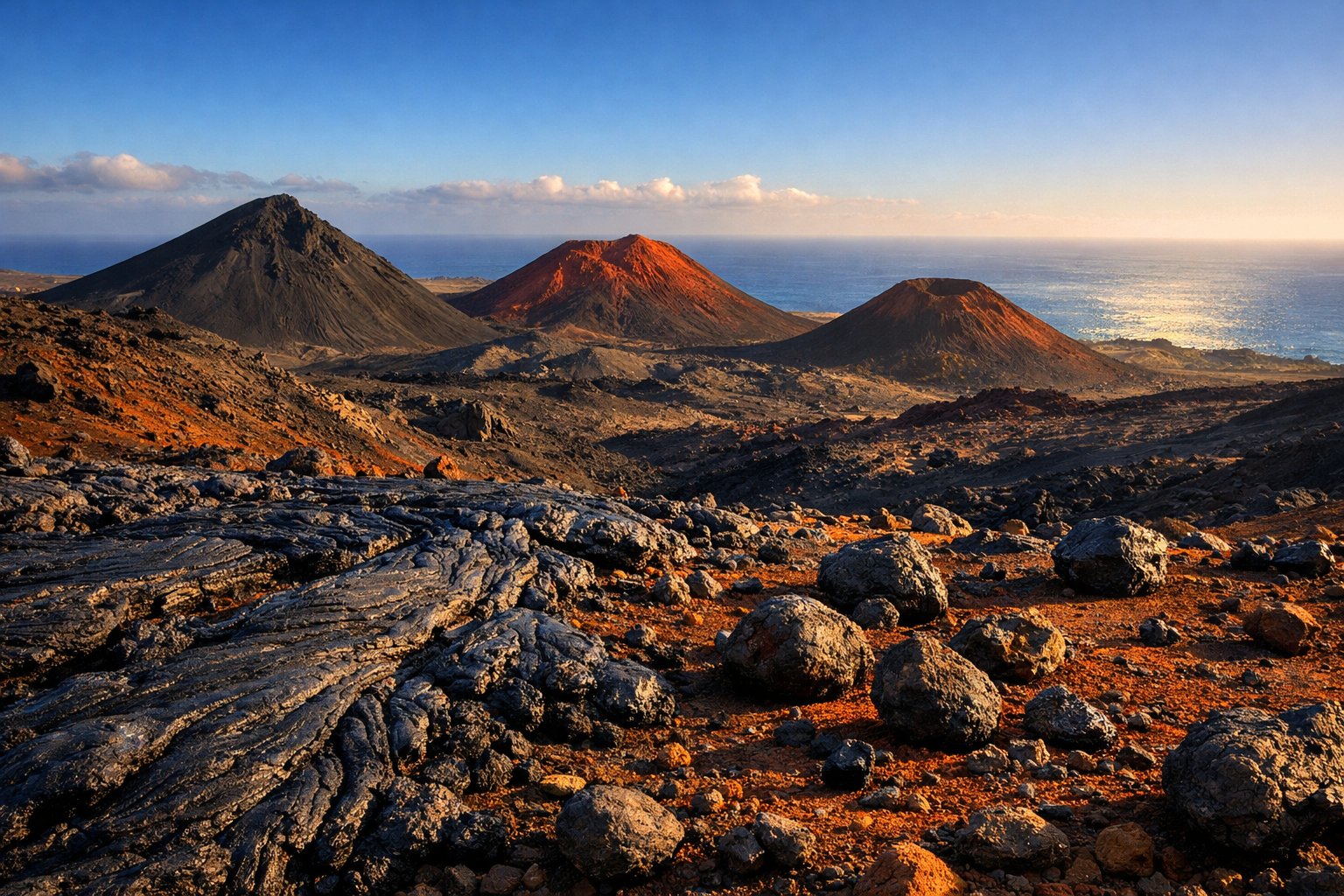 Volcanic cones and lava fields of Ascension Island