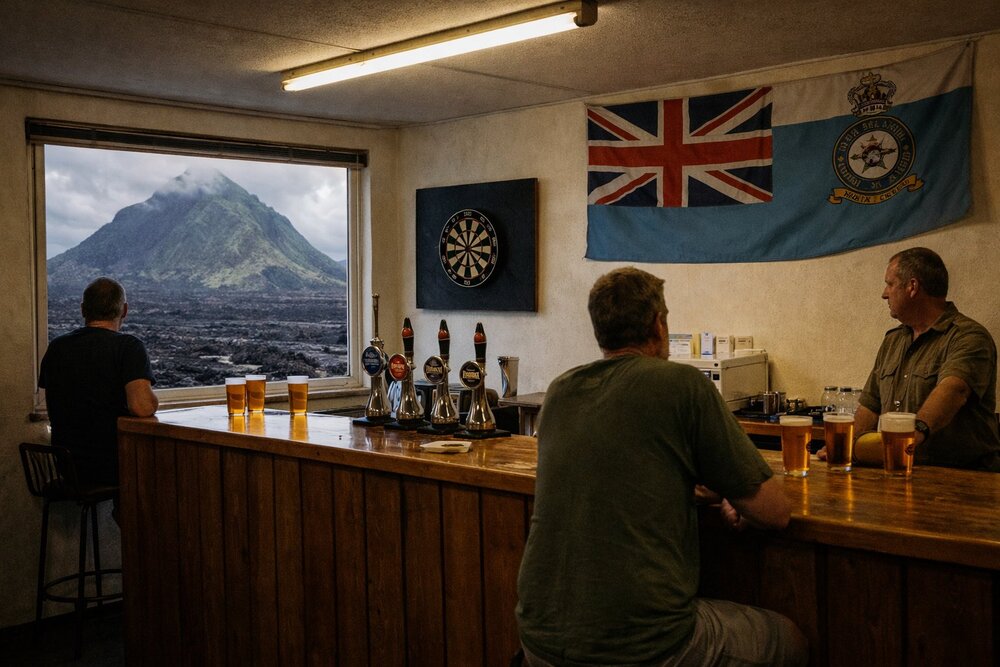 Two Boats Club bar with Green Mountain view