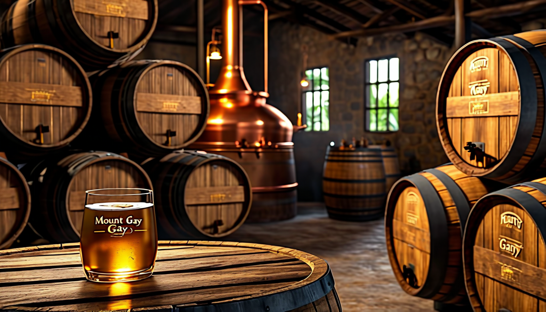 Mount Gay rum aging barrels