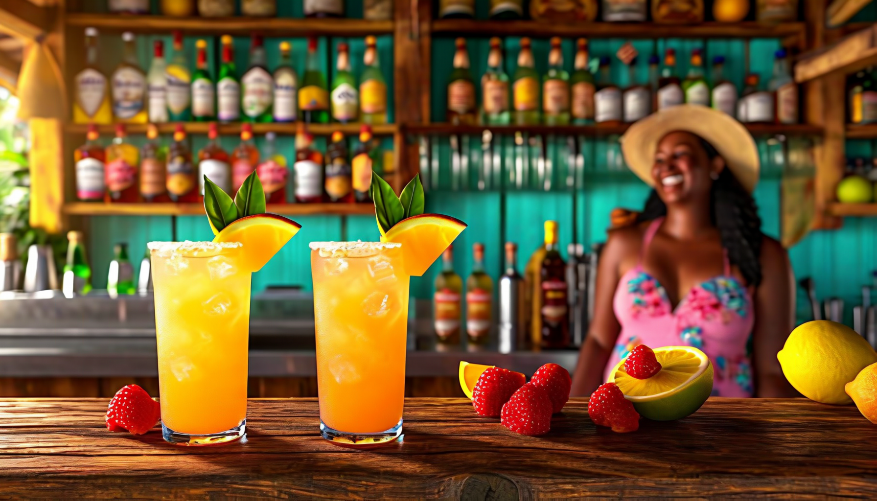 Bajan rum punch in a rum shop