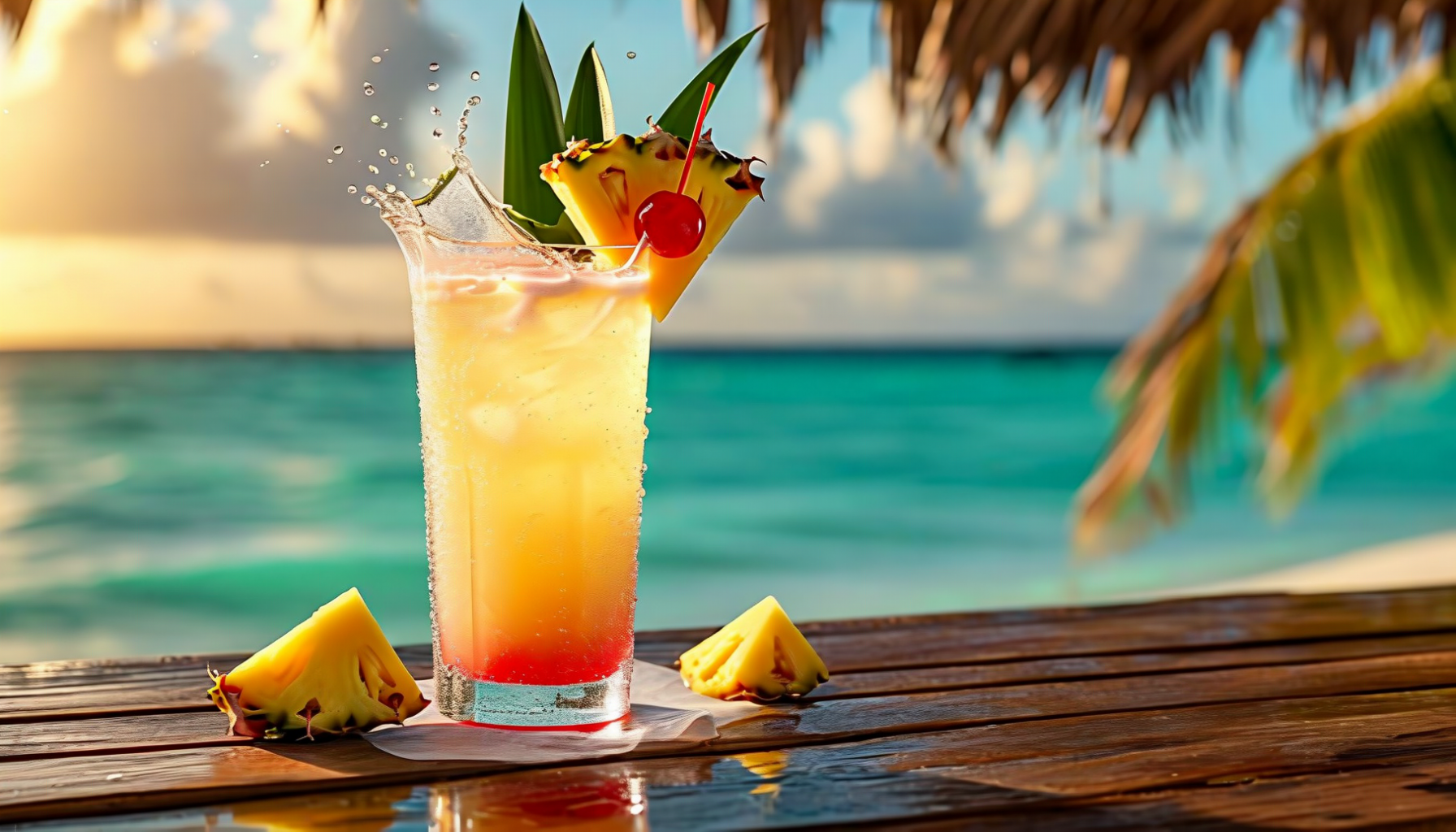 Belizean Panty Ripper cocktail at sunset