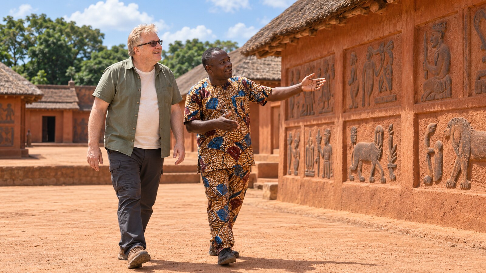 Radim Kaufmann with a heritage guide at the Royal Palaces of Abomey, Benin
