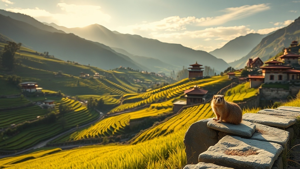 Paro Valley with rice paddies and dzong