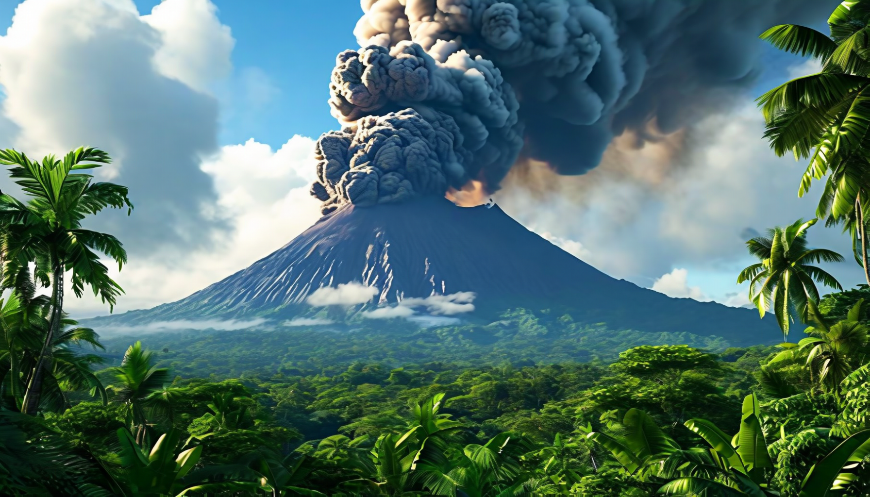 Volcanic tropical landscape in Bougainville