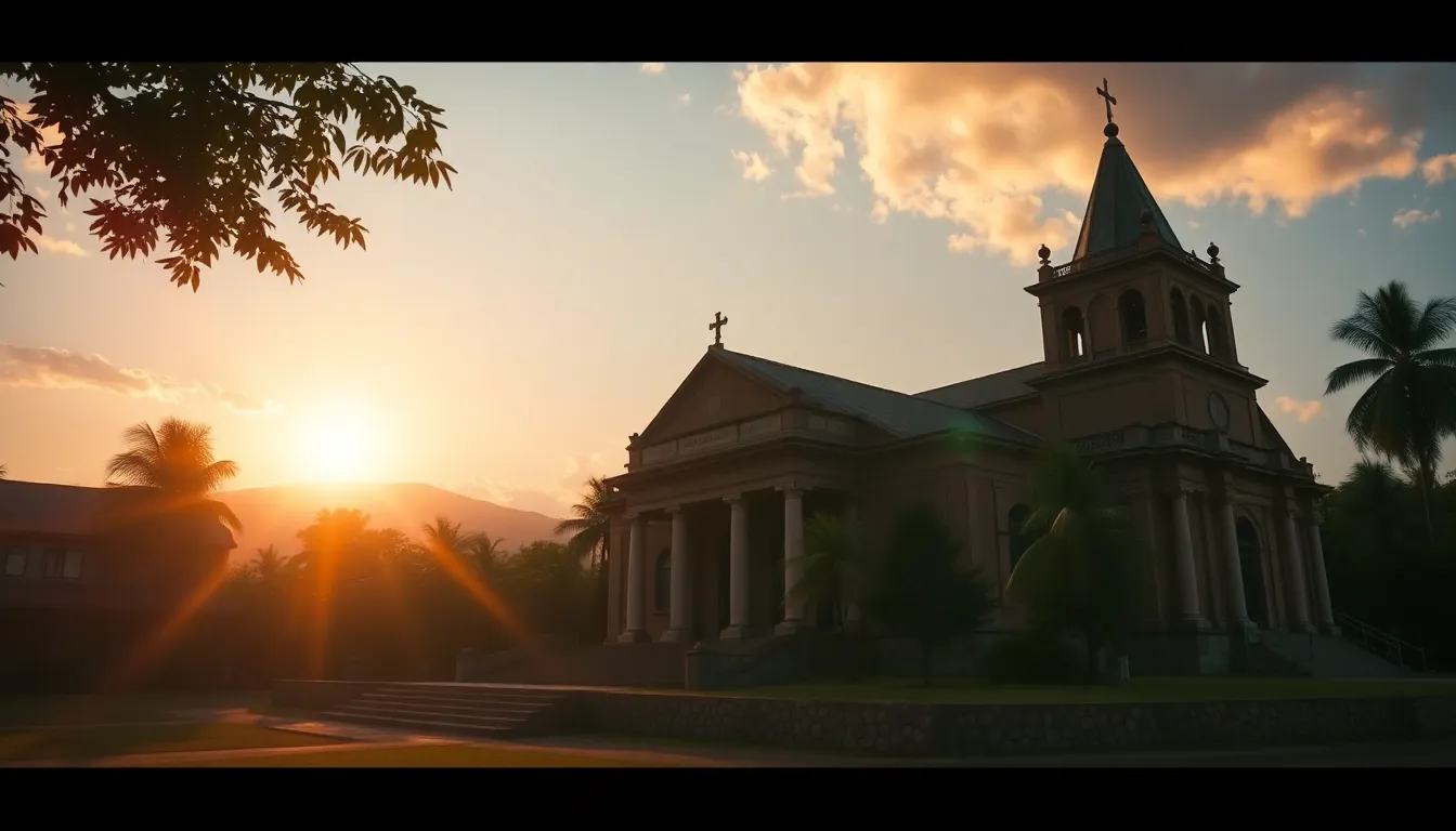New Athos Monastery at sunset