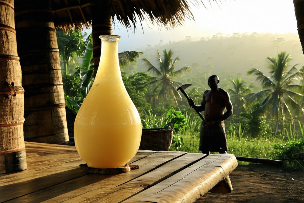 Matango palm wine in Cameroon highlands
