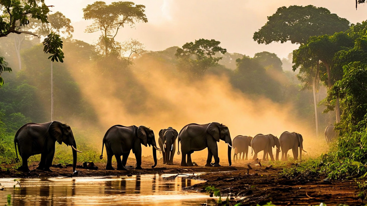 Dzanga Bai - Forest Elephants in Central African Republic