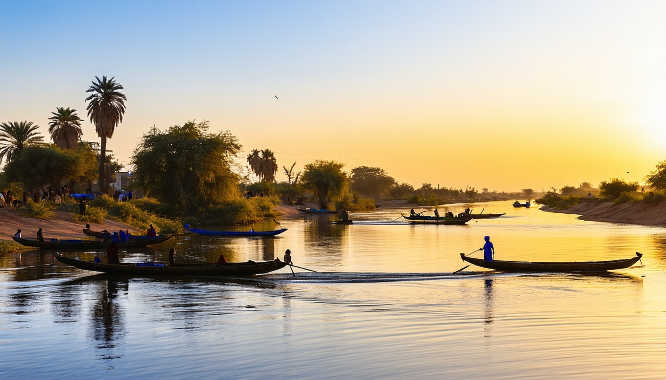 Chari River at Sunset