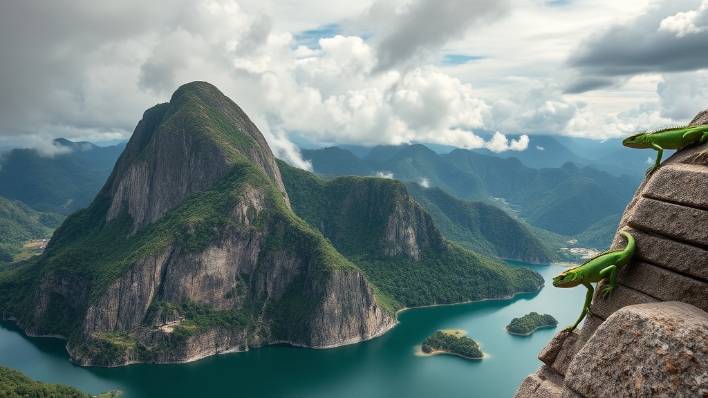 El Peñón de Guatapé rising above the lake, Antioquia, Colombia