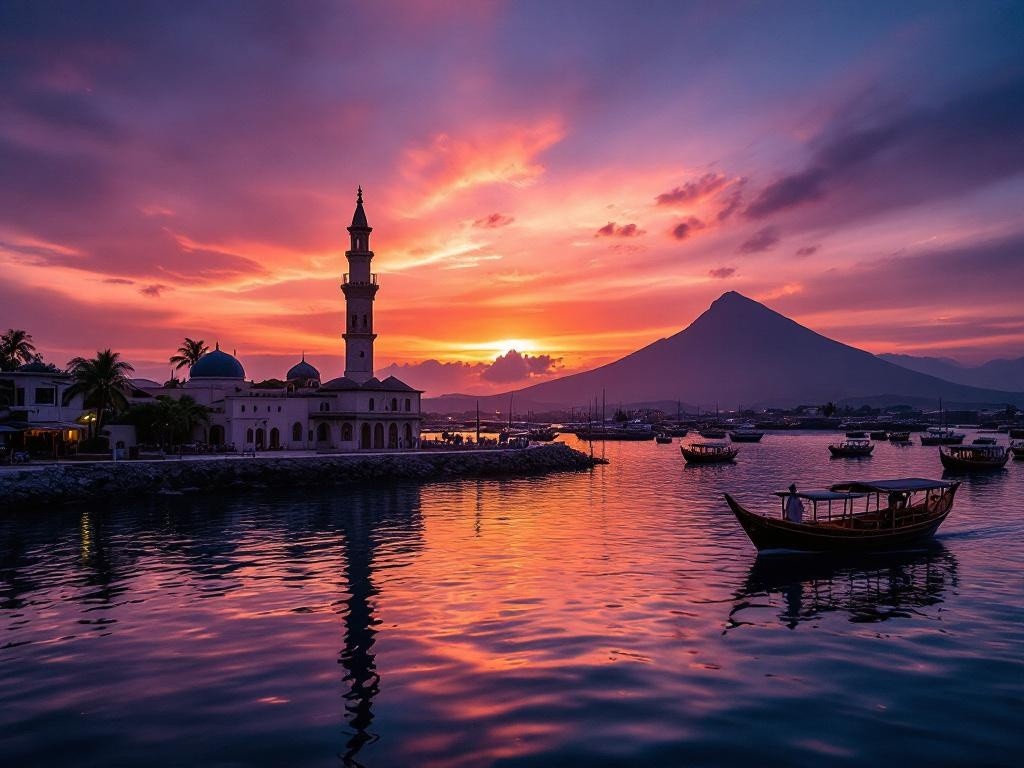 Moroni waterfront at dusk