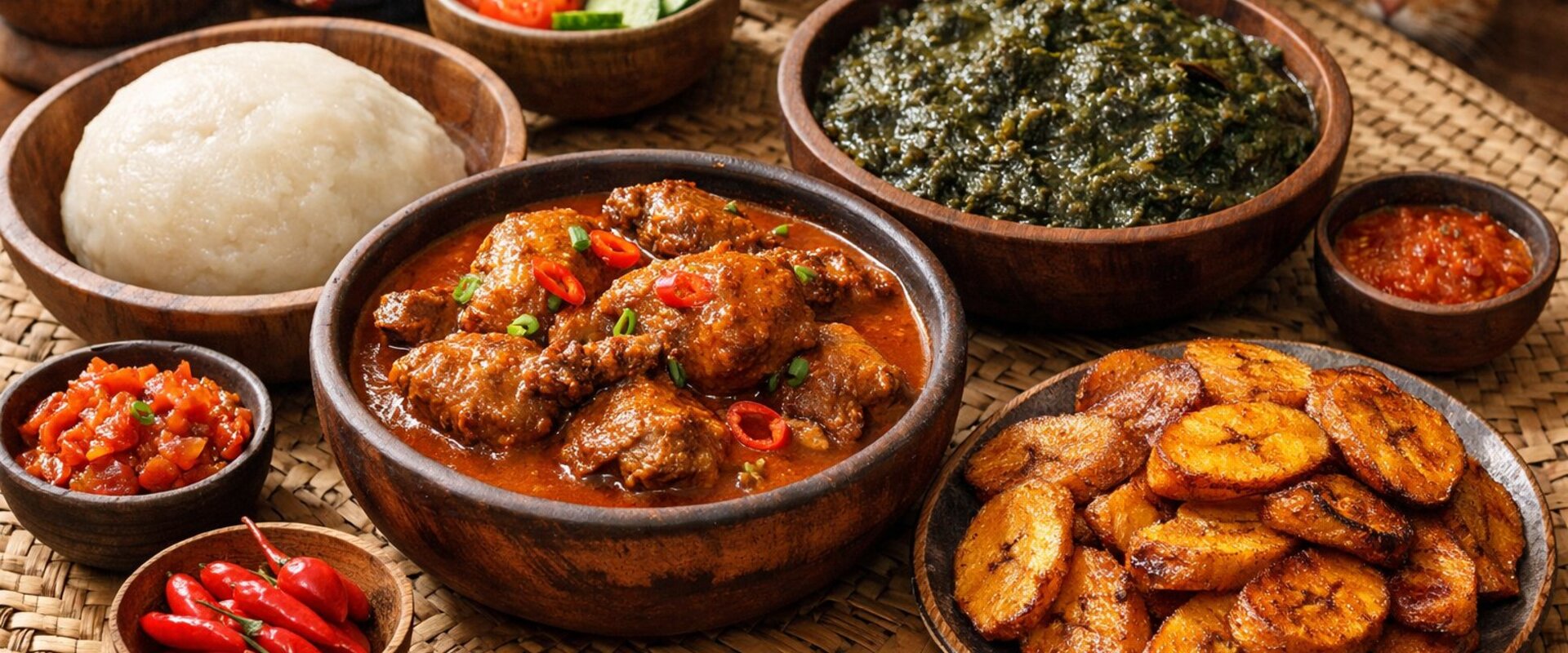 Moambe chicken with rice and cassava leaves, DR Congo