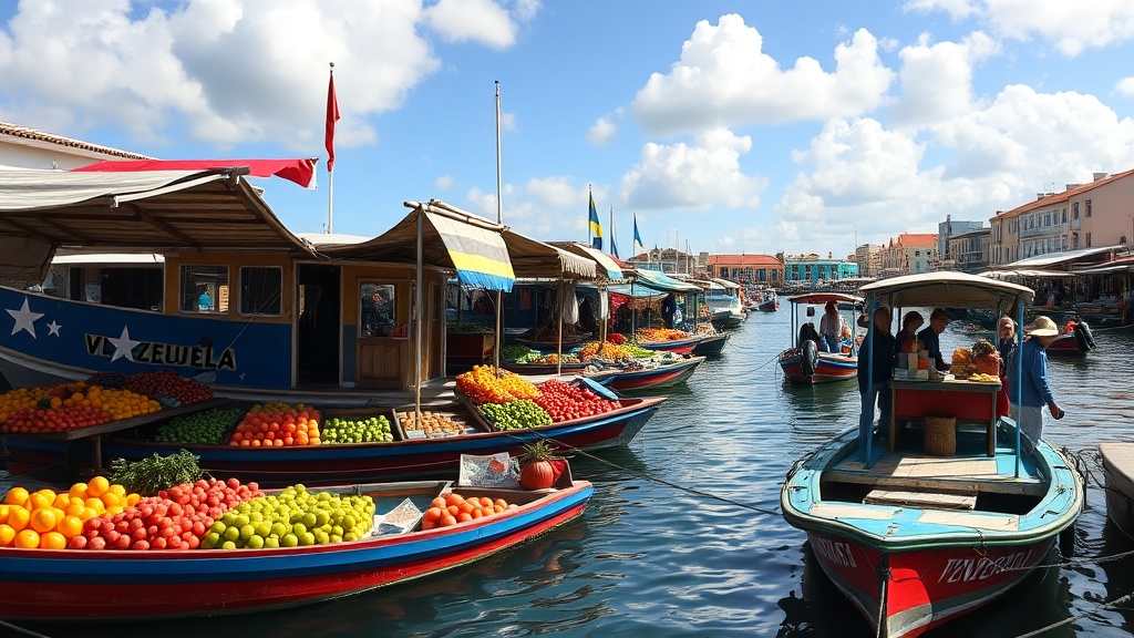 Venezuelan traders selling produce at the floating market in Willemstad, Curaçao