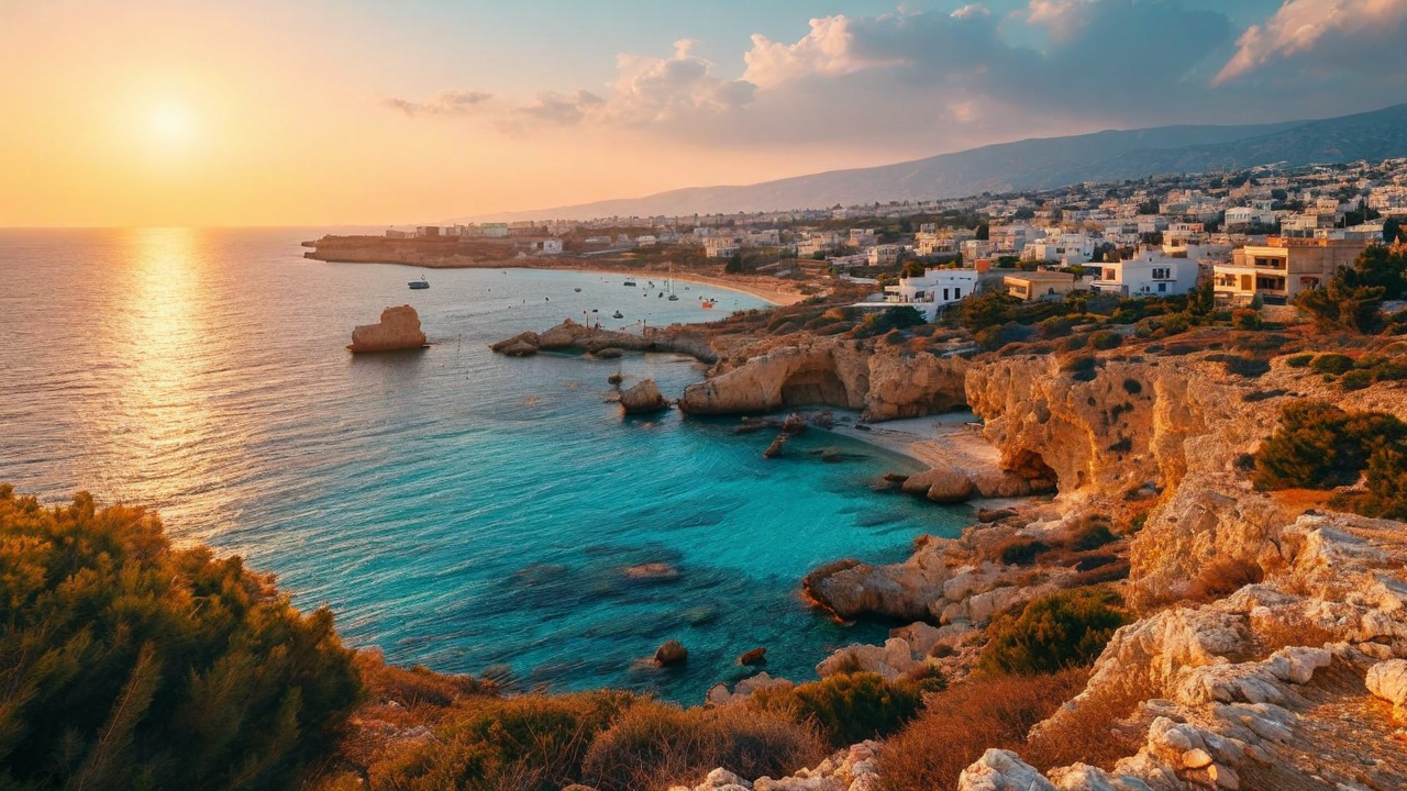 New Athos Monastery overlooking lake with Europe mountains