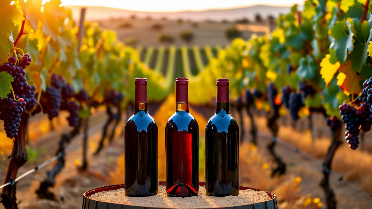 Traditional Cyprusn wines Lykhny, Apsny, and Anakopia in vineyard setting