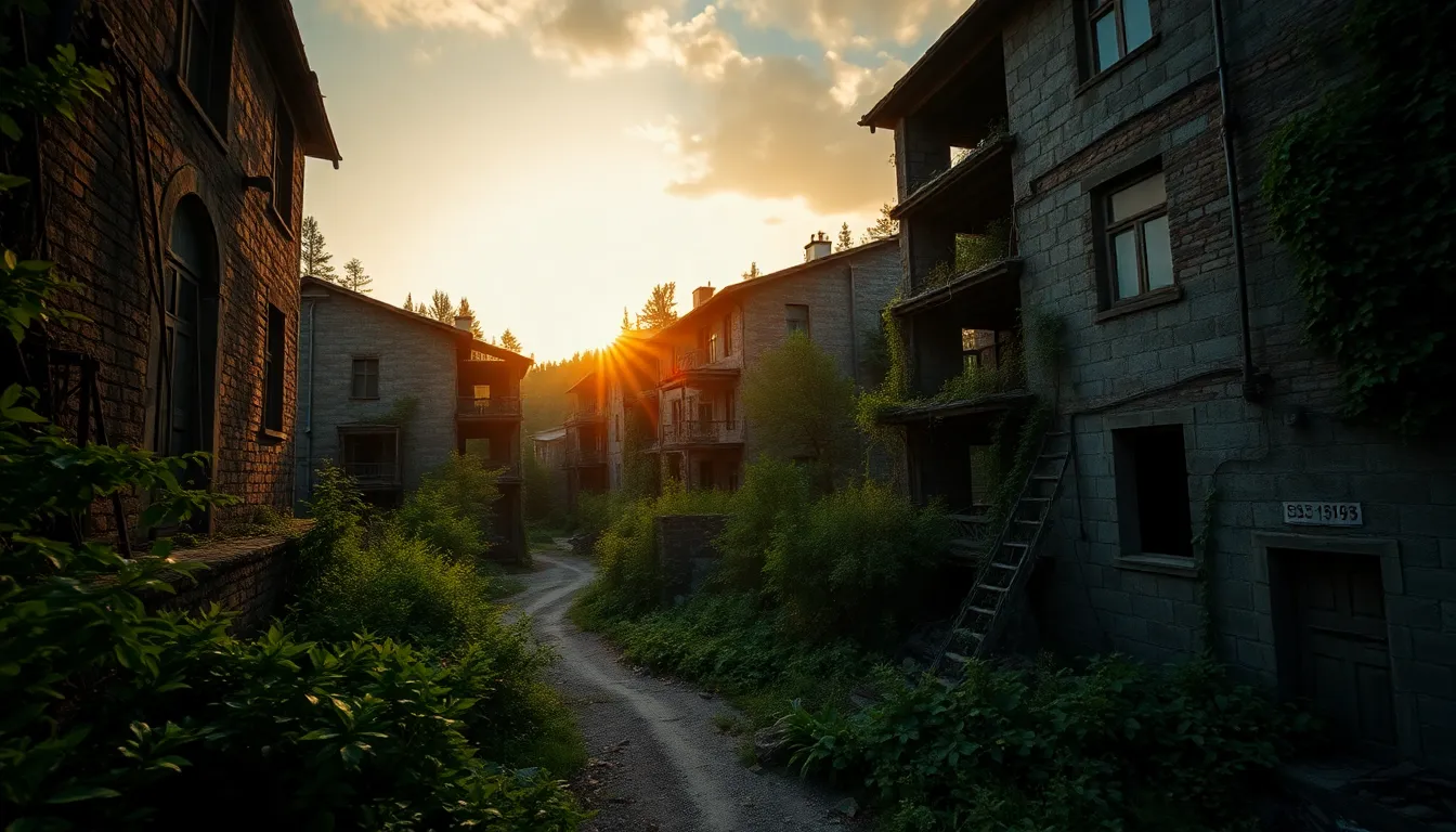 Tkvarcheli Ghost Town - abandoned Soviet mining city with overgrown buildings