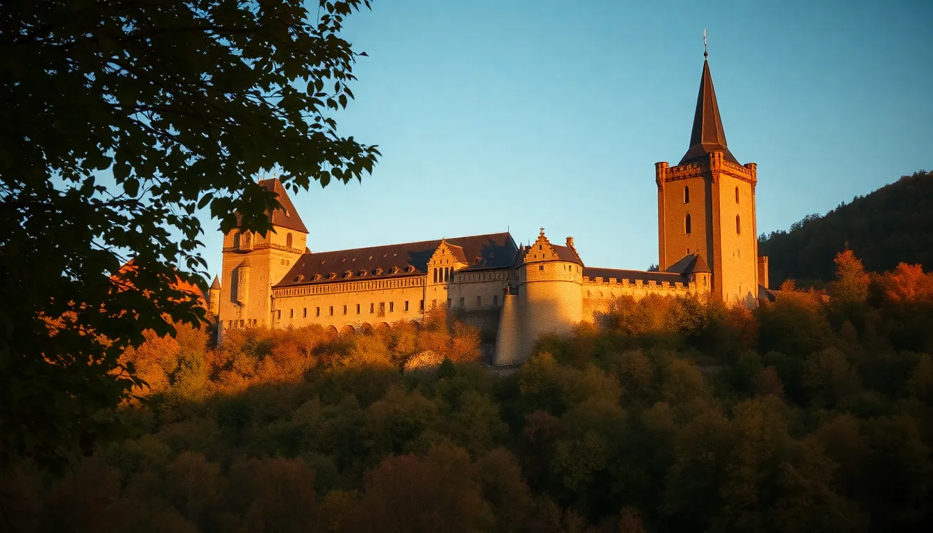 Karlštejn Castle Gothic fortress in autumn