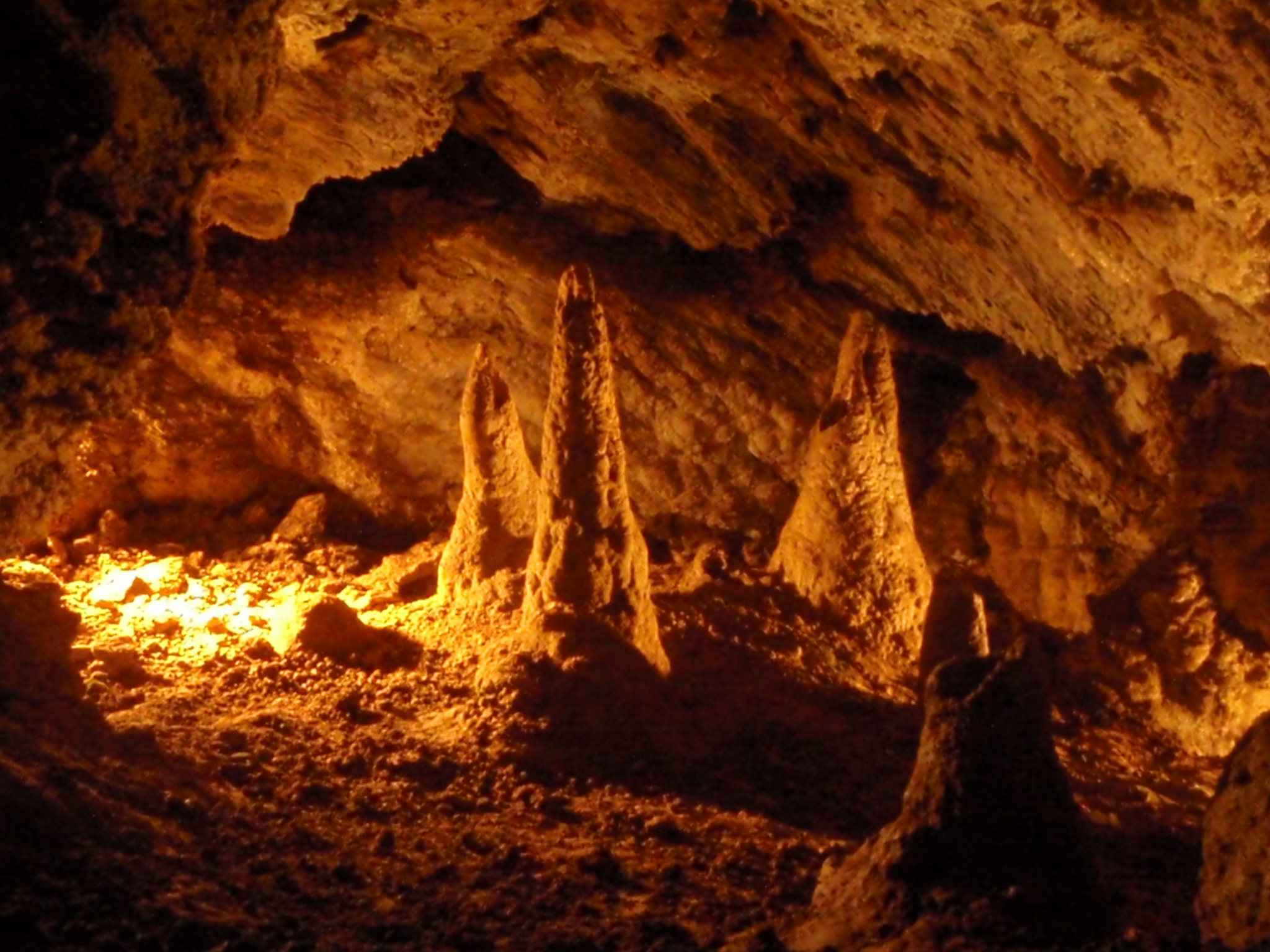 Geyser stalagmites inside Zbrasov Aragonite Caves
