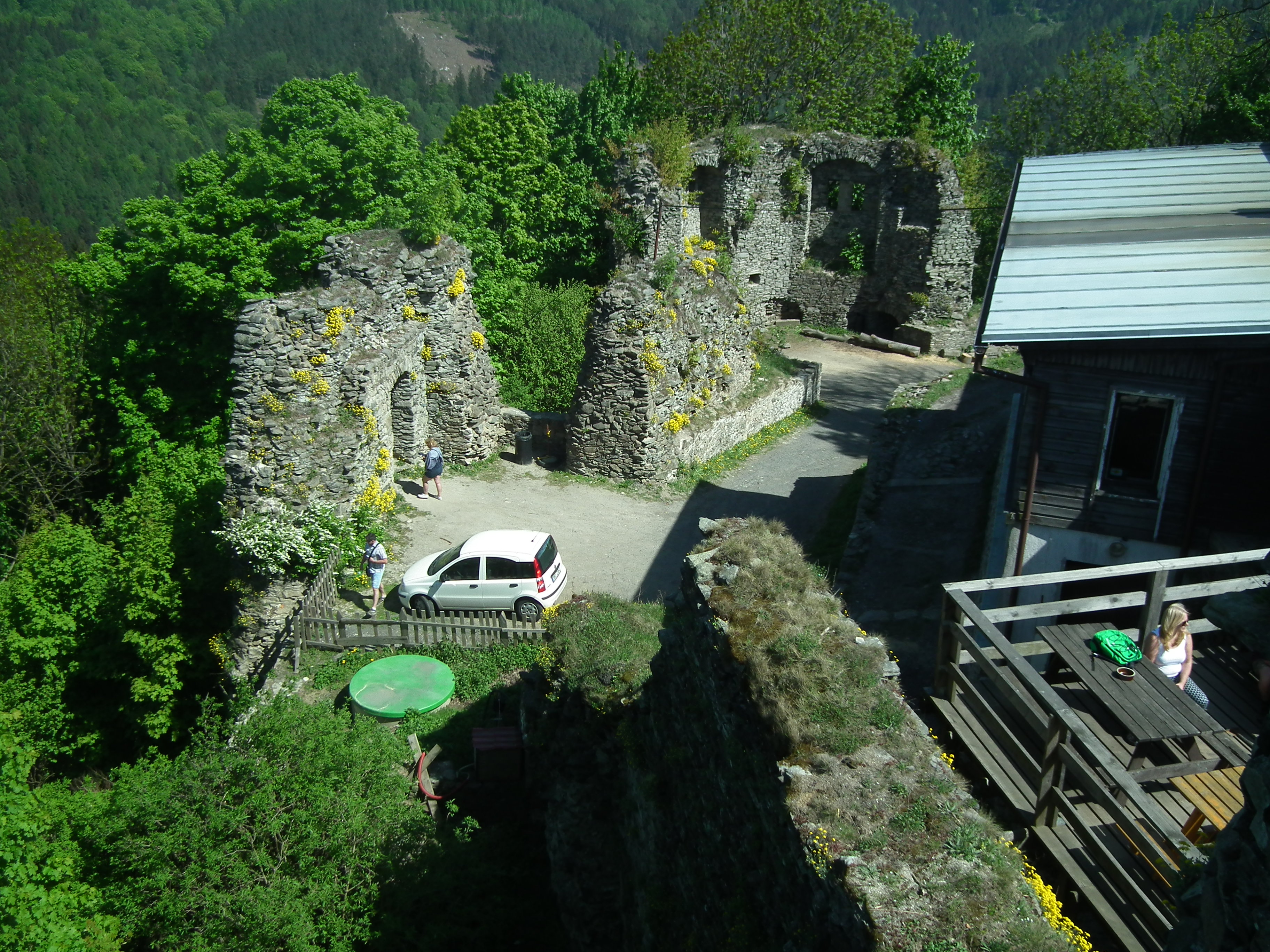 Tolstejn castle ruin with restaurant terrace