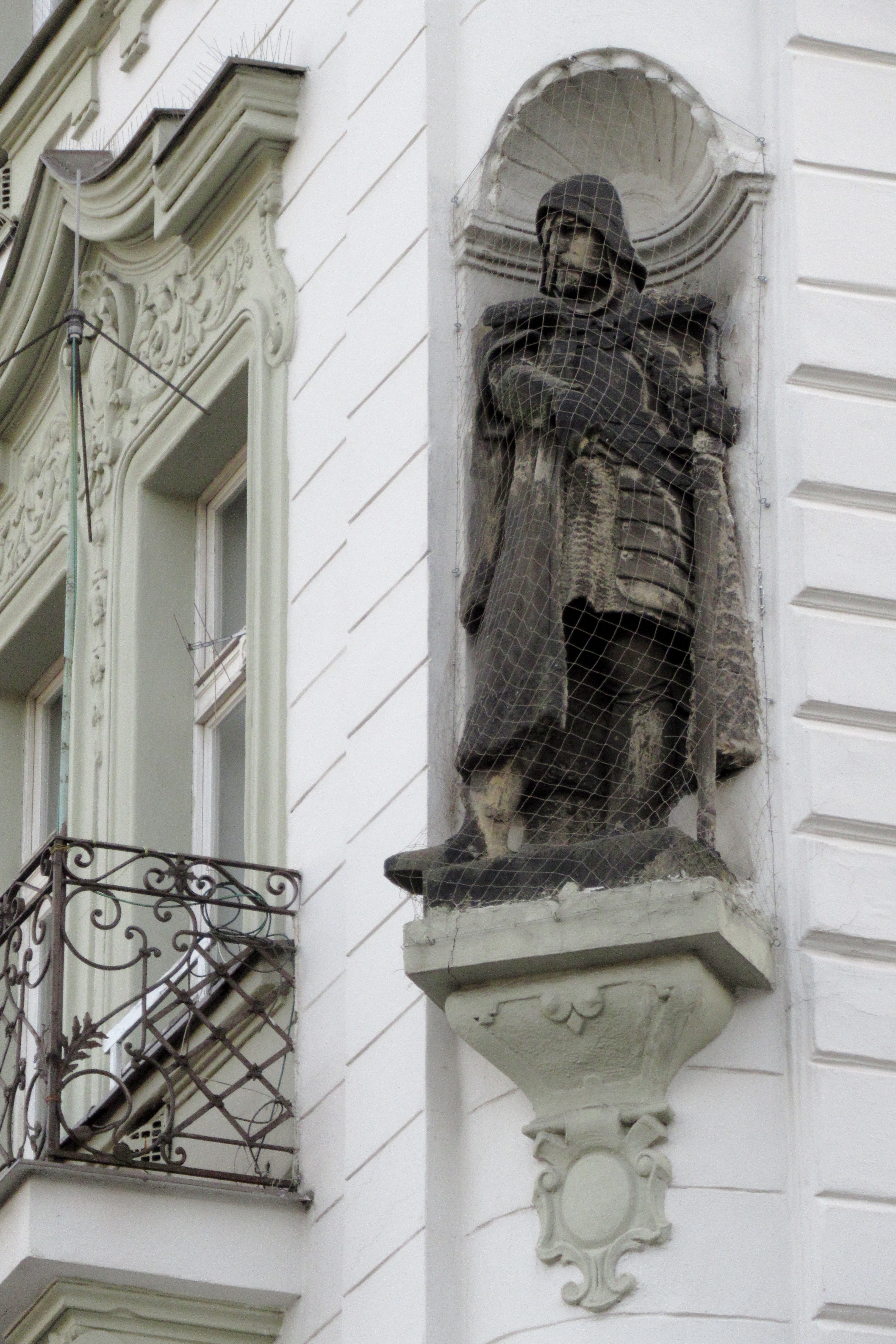 Art Nouveau facade detail in Vinohrady, Prague
