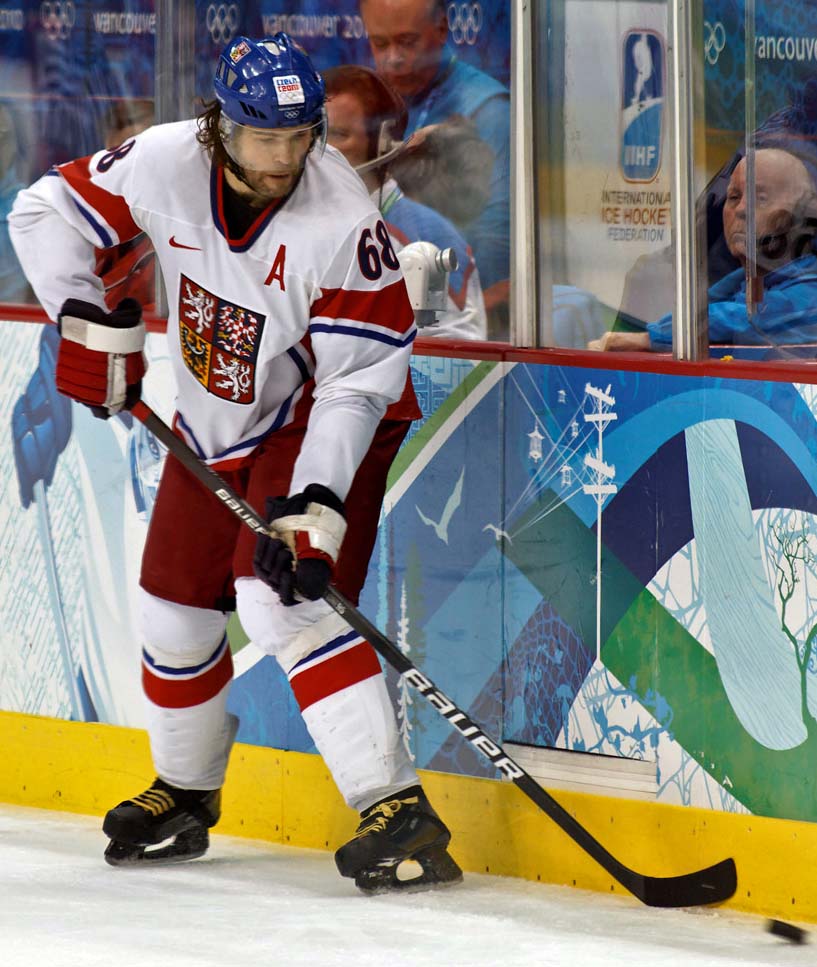 Jaromír Jágr proti Rusku na zimních olympijských hrách ve Vancouveru v roce 2010.