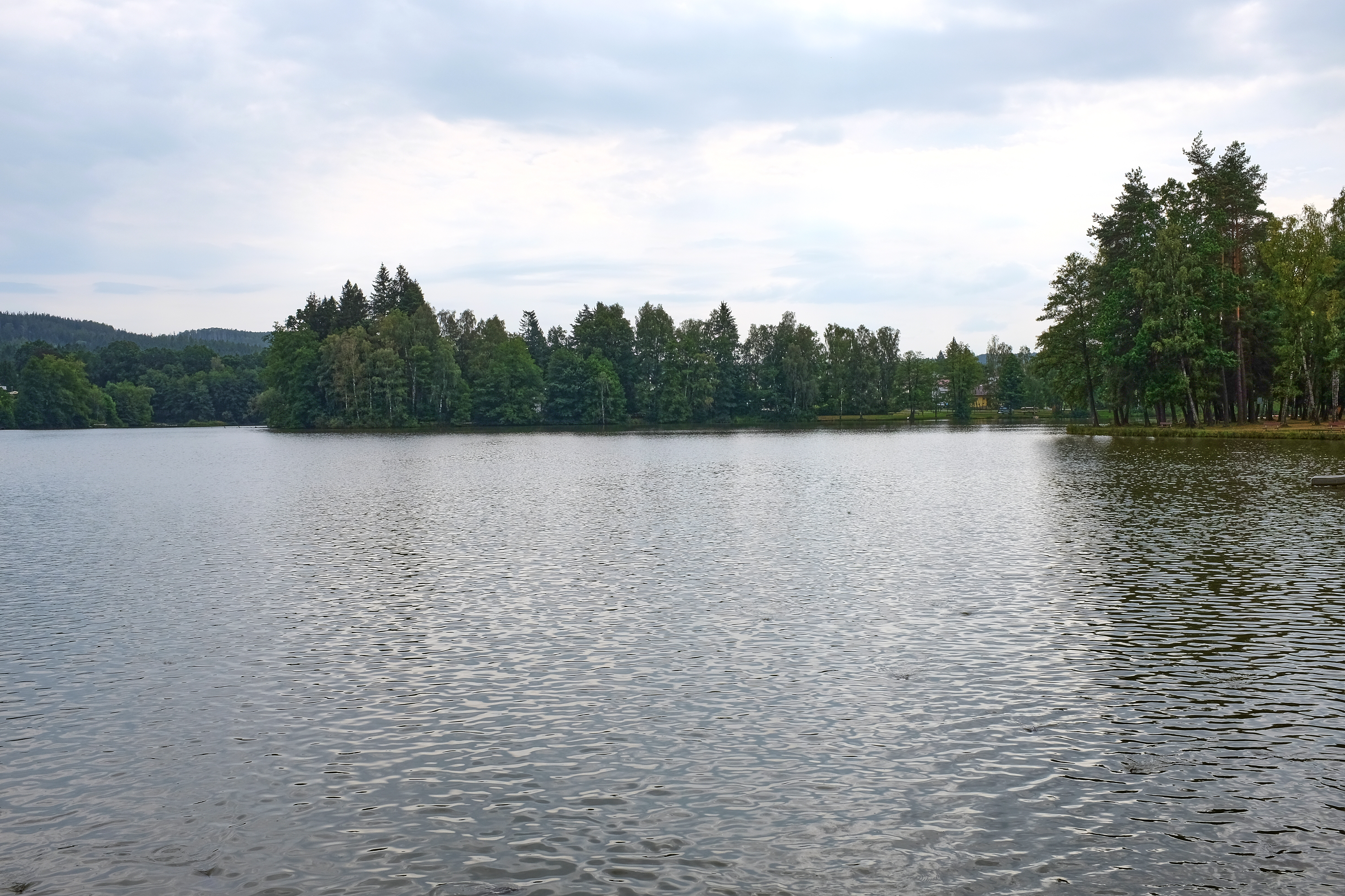 Babylon pond surrounded by forest near Domazlice