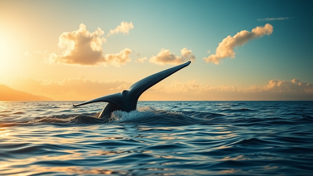 Sperm whale tail fluke off Dominica coast