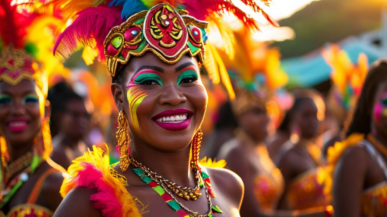 Dominica Carnival with colorful costumes