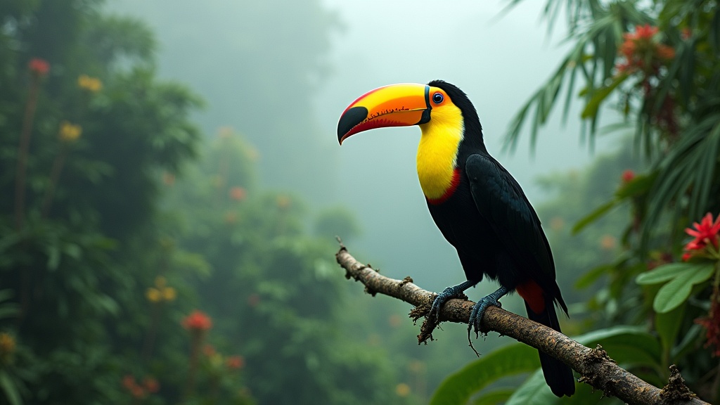 Mindo cloud forest with hummingbird