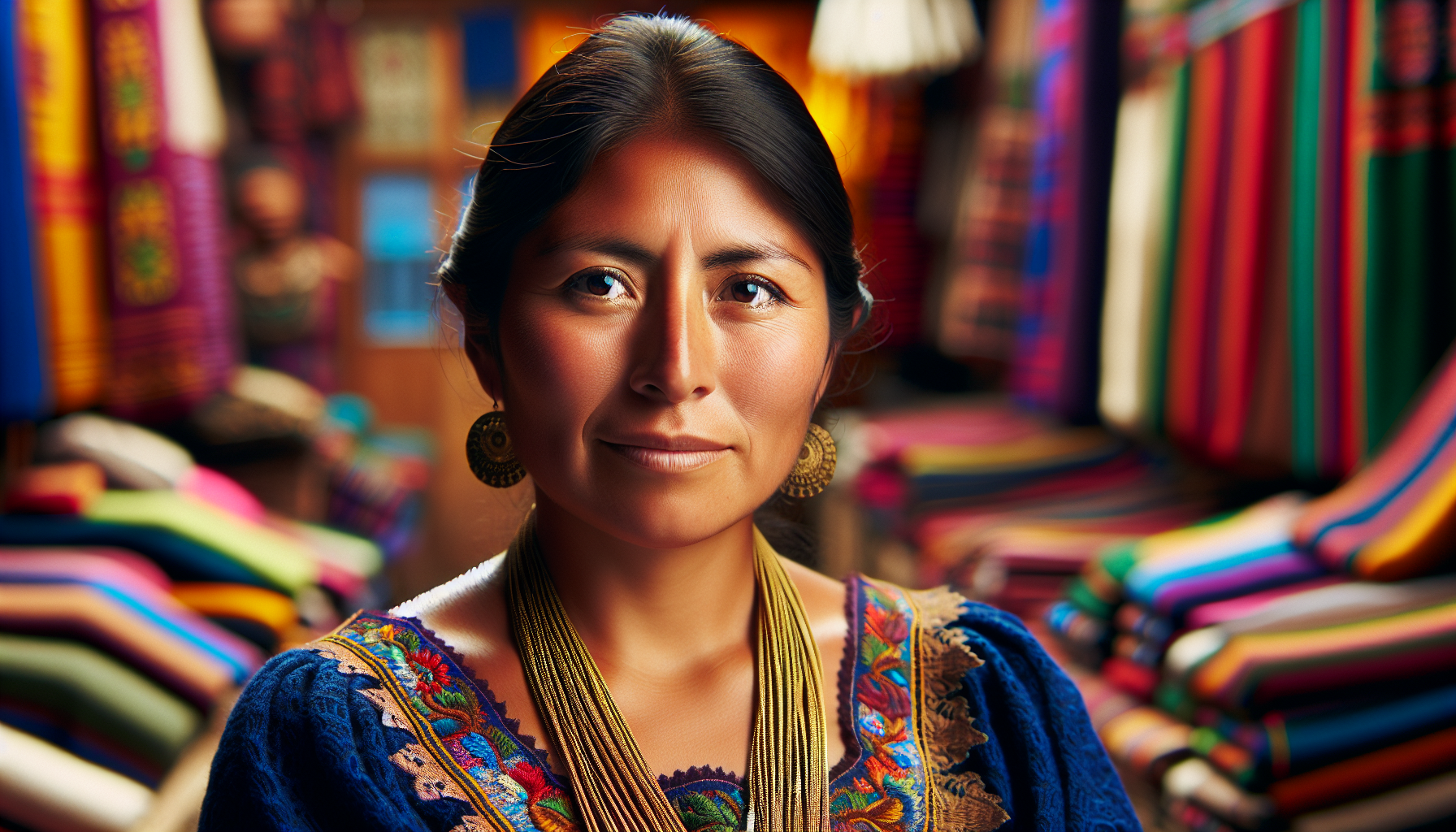 Indigenous Ecuadorian woman in traditional dress