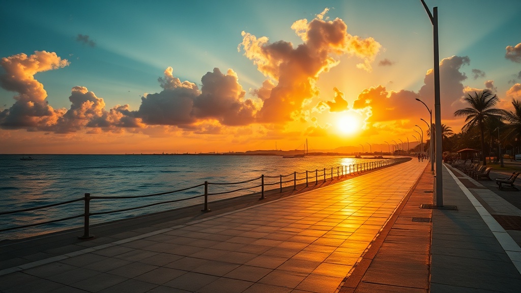 San Salvador Seafront Promenade at golden hour