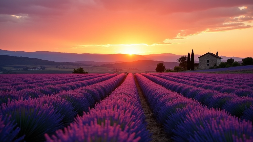 Provence lavender at sunset