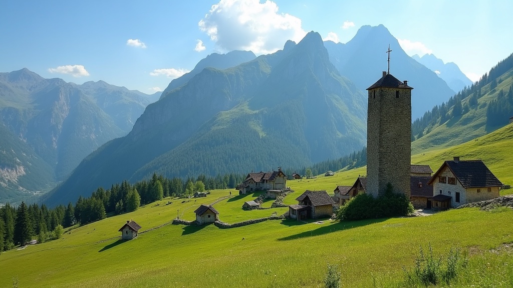 Remote Tusheti mountain village in the Greater Caucasus, Georgia