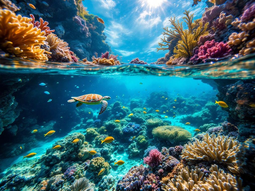 Coral reef and tropical fish in Jacques Cousteau Underwater Reserve, Guadeloupe