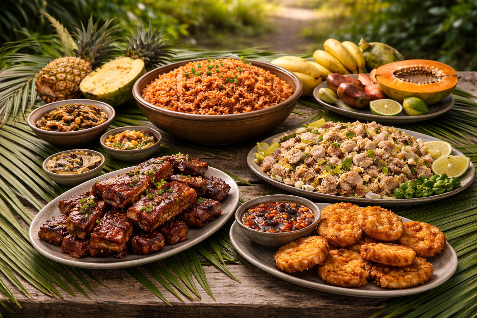 Traditional Chamorro fiesta food spread